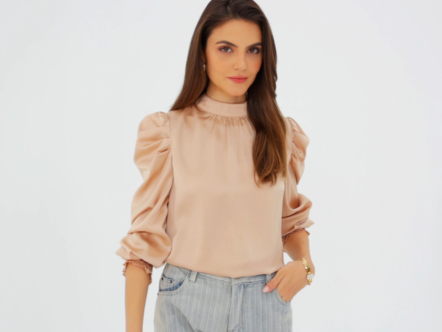 BTFBM Mock Neck Long Sleeve Blouses for Women Dressy Casual